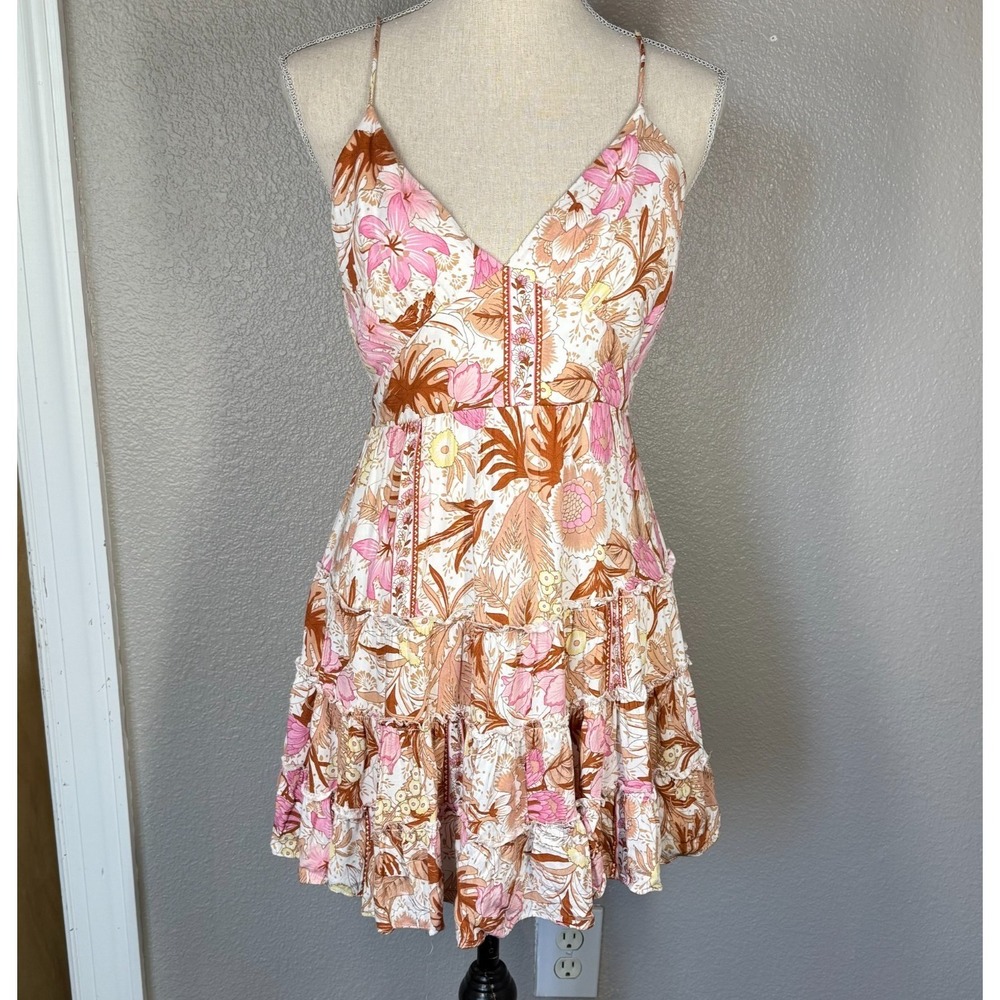 Saints + Secrets Women Size Large Sleeveless Mini Dress Floral with Adj Straps